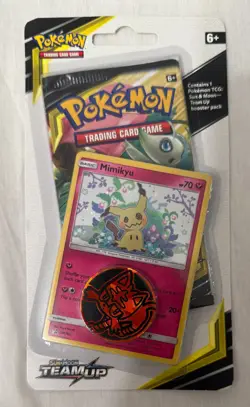 2019 POKEMON SUN & MOON TEAM-UP BOOSTER MIMIKYU SM163 COIN SEALED BLISTER PACK G - Image 2