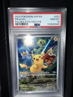 2023 Pokemon Scarlet Violet Promo Paldea Evolved ETB Full Art Pikachu #27 PSA 10 - Image 1
