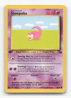 Pokemon TCG - Slowpoke 55/62 Moderately Played Common Fossil 1st Edition - Image 1