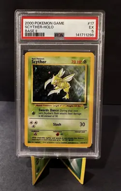 Pokemon Scyther Base Set 2 Holo Rare 17/130 PSA 5 Wizards of the Coast - Image 1