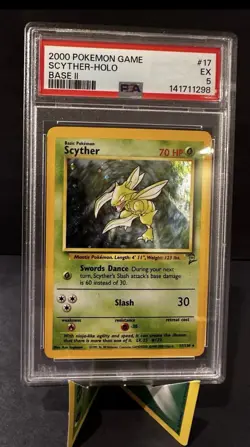 Pokemon Scyther Base Set 2 Holo Rare 17/130 PSA 5 Wizards of the Coast - Image 3