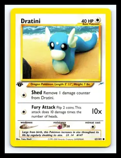 💥 DRATINI 1st Edition Stamp # 63/105 Neo Destiny Non Holo Vintage Pokemon 2001 - Image 1