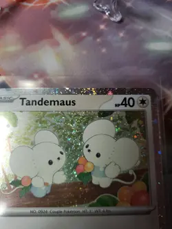 Pokemon TCG Tandemaus 167/193 Cosmos Holo Rare Paldea Evolved Half Swirl - Image 3