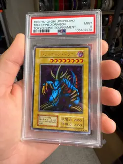 1999 Yu-Gi-Oh! Japanese Tri-Horned Dragon Tokyo Dome Tournament Promo PSA 9 MINT - Image 1