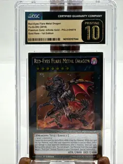 Yugioh Red-Eyes Flare Metal Dragon PGL3-EN078 Gold Rare 1st Ed Pristine 10 CGC - Image 1