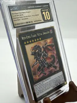 Yugioh Red-Eyes Flare Metal Dragon PGL3-EN078 Gold Rare 1st Ed Pristine 10 CGC - Image 3