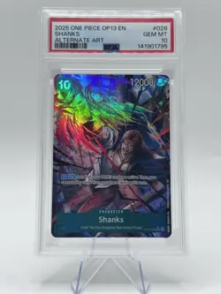 PSA 10 2025 ONE PIECE OP13-CARRYING ON HIS WILL ALTERNATE ART #028 SHANKS - Image 1