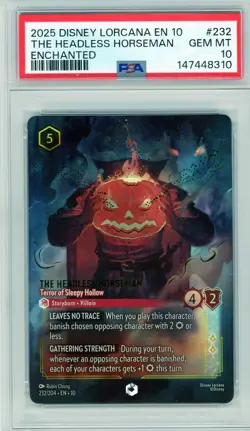 2025 DISNEY LORCANA EN 10-ENCHANTED #232 The Headless Horseman PSA 10 - Image 1