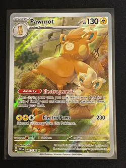 Pokemon TCG Scarlet & Violet Pawmot Illustration Rare Holo Card 209/198 - Image 1