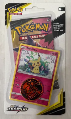 2019 POKEMON SUN & MOON TEAM-UP BOOSTER MIMIKYU SM163 COIN SEALED BLISTER PACK E - Image 2