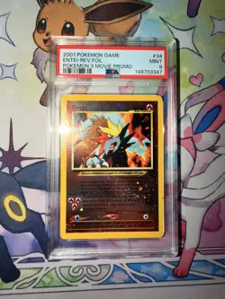 2001 POKEMON GAME MOVIE POKEMON 3 MOVIE PROMO #34 ENTEI-REVERSE FOIL PSA 9 - Image 2
