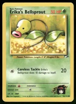 Pokemon Cards Erika's Bellsprout 76/132 Unlimited Gym Heroes WOTC Common NM - Image 1