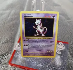Pokemon TCG Mewtwo Card 10/102 Base Set Unlimited Holo Rare MP Vintage 1999 - Image 5