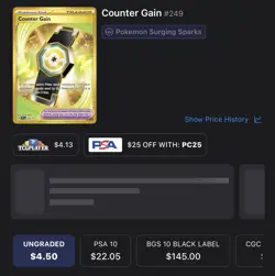 Pokemon Counter Gain 249/191 Sv08: Surging Sparks Secret Rare Holo Trainer Card - Image 3