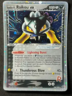 Rocket's Raikou ex 108/107 Pokemon Ex Deoxys -Holo w. Swirls🌀Secret Rare-NP/NM+ - Image 1