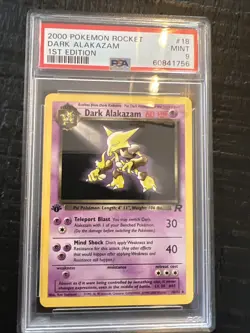 Pokemon Dark Alakazam Team Rocket 1st Edition NON Holo Rare #18 PSA 9 -805J2 - Image 1