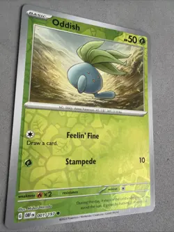 Pokemon TCG * SV Obsidian Flames * 1/197 Oddish REVERSE HOLO Common * FRESH PK - Image 2
