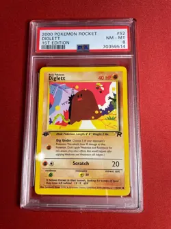 2000 Pokemon Team Rocket 1st Edition Diglett 52/82 PSA 8 Mint - Image 1