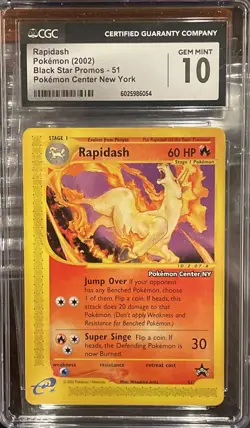 CGC 10 GEM MINT Rapidash 2002 Black Star Promo 51 Pokemon TCG POKEMON CENTER NY - Image 1