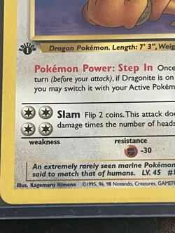 1999 Pokemon Fossil Dragonite 19/62 1st Edition Non-Holo Rare WOTC LP - Image 4
