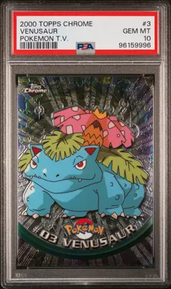 2000 Pokemon Topps Chrome Pokemon T.V. 3 Venusaur PSA 10 - Image 1