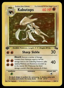 *MON NIGHT* Kabutops 9/62 1st Edition Holo Fossil Holo Rare - Image 1