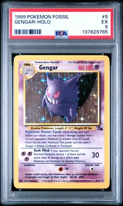 Gengar Holo PSA 5 1999 Pokemon Fossil #5 - Image 1