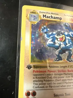 Pokemon TCG Machamp Base Set 8/102 Holo Shadowless 1st Edition HP/DMG Holo Rare - Image 2