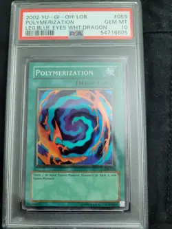 2002 Yugioh PSA 10 Polymerization Legend Of Blue Eyes LOB-059 Unlimited Edition - Image 1