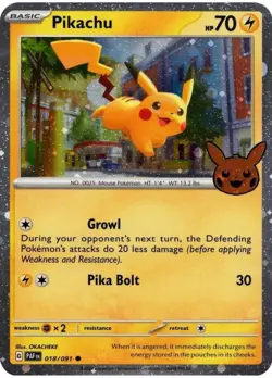 Pikachu 018/091 Trick or Trade Cosmos Holo Promo Pokemon Card NM - Image 4