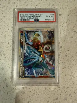 Pokemon TCG Suicune and Entei Legend Unleashed 94/95 Holo Card PSA 10 - Image 1