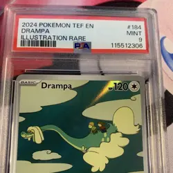 Pokemon S&V Temporal Forces Drampa Illustration Rare Card PSA 9 Mint 184/162 - Image 2