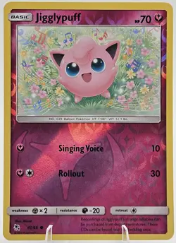 Pokemon TCG Jigglypuff S&M Hidden Fates 41/68 Reverse Holo Common Card NM - Image 1
