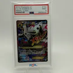 PSA 9 M Aggron EX 154/160 XY Primal Clash 2015 Pokemon Card Full Art Holo Foil - Image 1