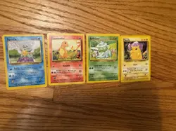 Base Set Pokemon 4 Card Starter Lot: Pikachu Charmander Bulbasaur Squirtle NM/LP - Image 2