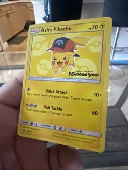 Pokemon Pikachu TCG Ash's SM111 Sun & Moon Holo Card 2017 NM Condition - Image 1