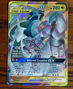 Arceus & Dialga & Palkia GX 156/236 Sm Cosmic Eclipse Holo Pokemon Card - Image 1