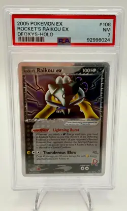 2005 Pokemon EX Rocket's Raikou EX Deoxys - Holo 108 / 107 PSA 7 NM Card TCG - Image 1