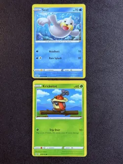 Pokemon Error Card Lot (2 Cards) Seel Kricketot Miscut Alignment Error Near Mint - Image 1