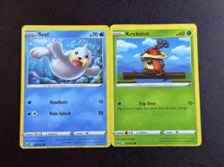 Pokemon Error Card Lot (2 Cards) Seel Kricketot Miscut Alignment Error Near Mint - Image 3