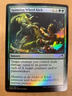 MTG 1x FOIL Spinning Wheel Kick 207 Kamigaw: Neon Dynasty Magic Gathering x1 NM - Image 1