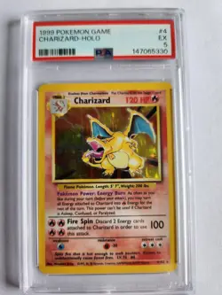 Charizard 1999 Pokemon Unlimited #4 Rare Holo PSA 5 - Image 1