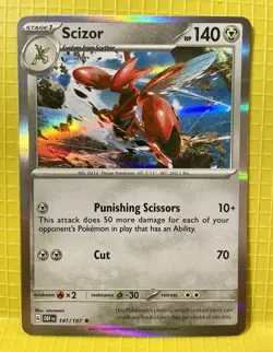 Pokemon TCG Scizor Sv03: Obsidian Flames 141/197 Holo Rare - Image 1