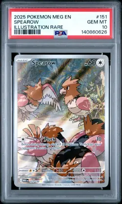 2025 POKEMON MEGA EVOLUTION SPEAROW ILLUSTRATION RARE 151/132 PSA 10 GEM MINT - Image 1