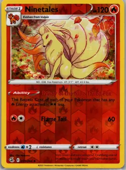 Ninetales 031/264 Uncommon Fusion Strike Pokemon Reverse Holo Near Mint - Image 1