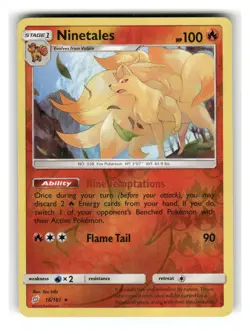 Ninetales 16/181 Rare Team Up Pokemon Reverse Holo Lightly Played - Image 1