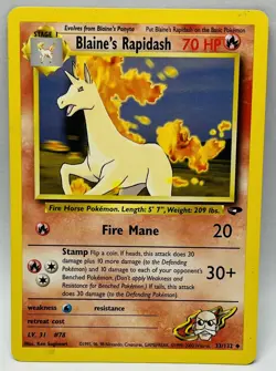 Blaine’s Rapidash 33/132 Gym Heroes Unlimited – NM - Pokemon TCG WOTC 2000 -c - Image 1