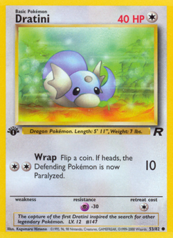 Dratini 53/82 Common Team Rocket Pokemon 1st Edition Moderately Played - Image 1