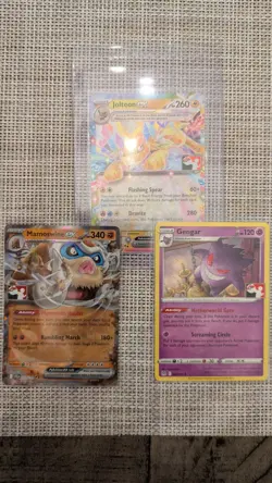Three card lot Prize pack series 7 series 3 Jolteon ex 30, Gengar 66, Mamoswine - Image 1