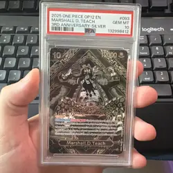 2025 ONE PIECE OP12-LEGACY OF THE MASTER 3RD ANV-SILVER MARSHALL D. TEACH PSA 10 - Image 2